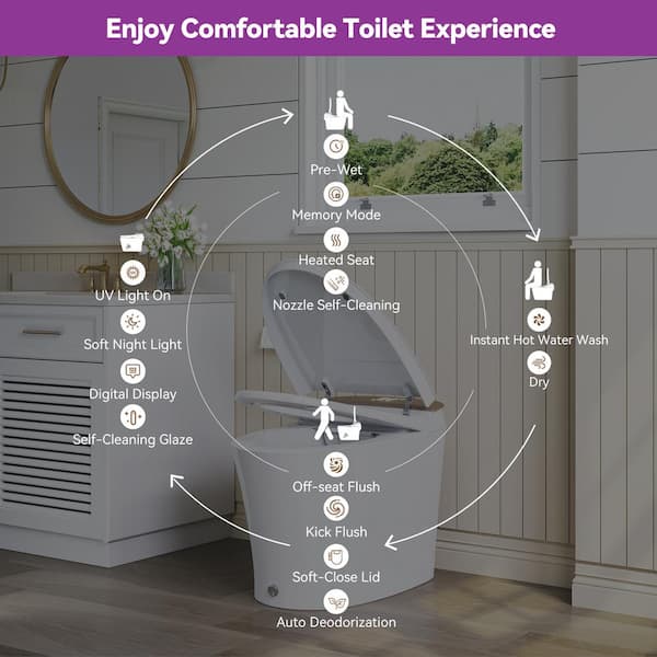 HOROW Elongated Smart Bidet Toilet with Rose Gold Backlid - Model HR-Y9