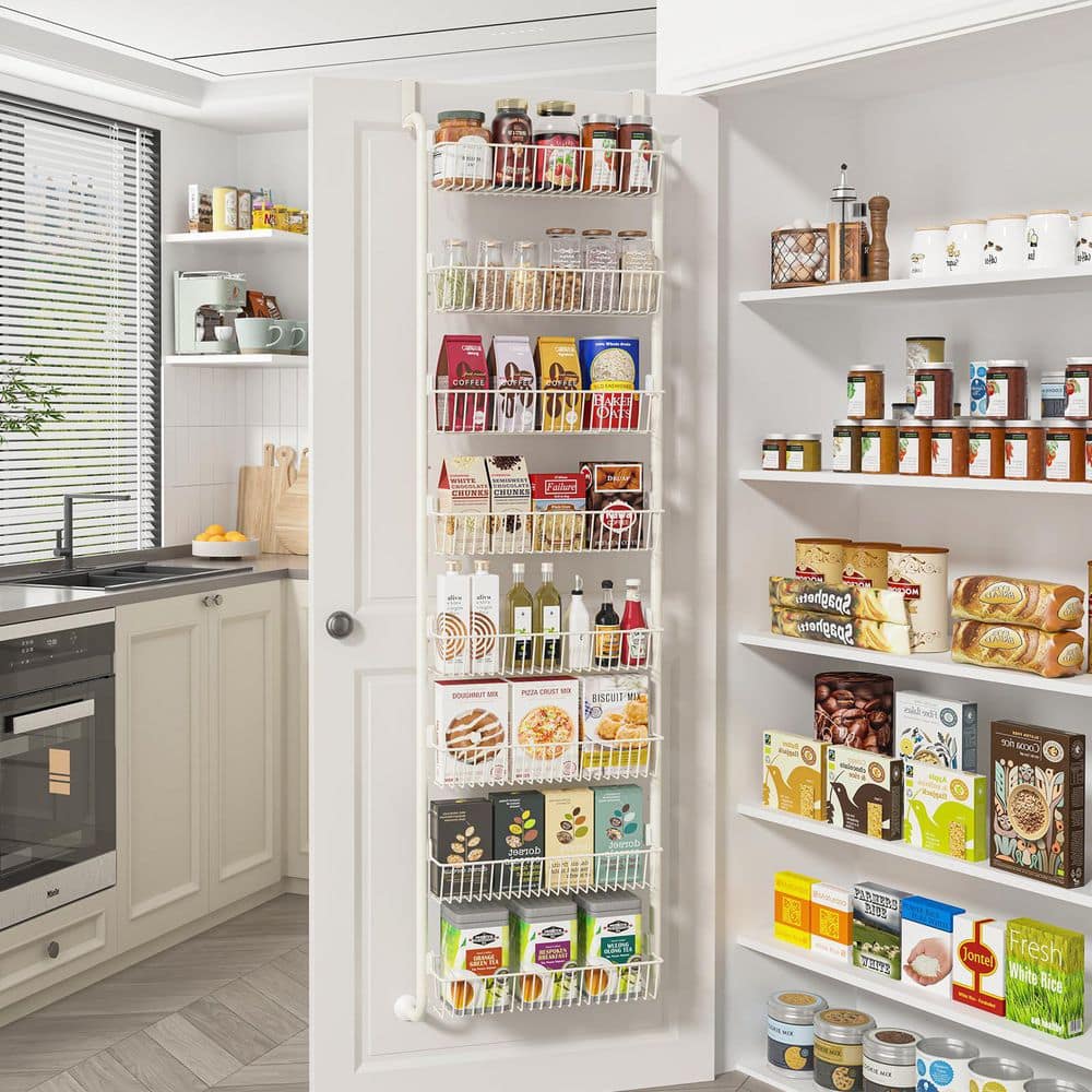 Wudkey 8-Shelf White Over the Door Pantry Organizers and Storage