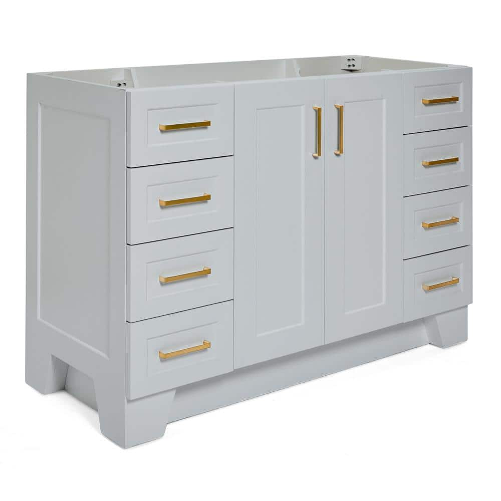 Taylor 48'' Gray Freestanding Bathroom Vanity with Brass Hardware