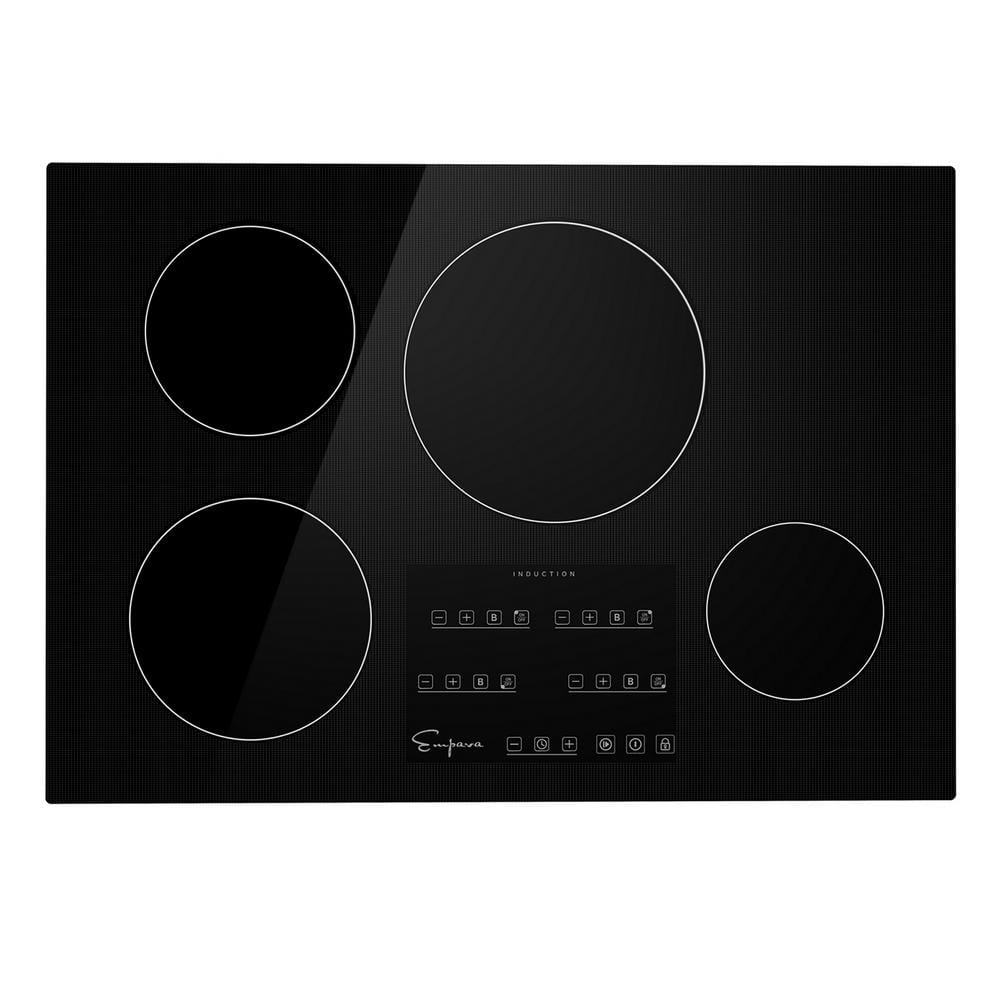 Empava 30 in. Electric Stove Induction Cooktop Smooth Surface in Black Vitro Ceramic Glass with 4 Elements Booster Burner