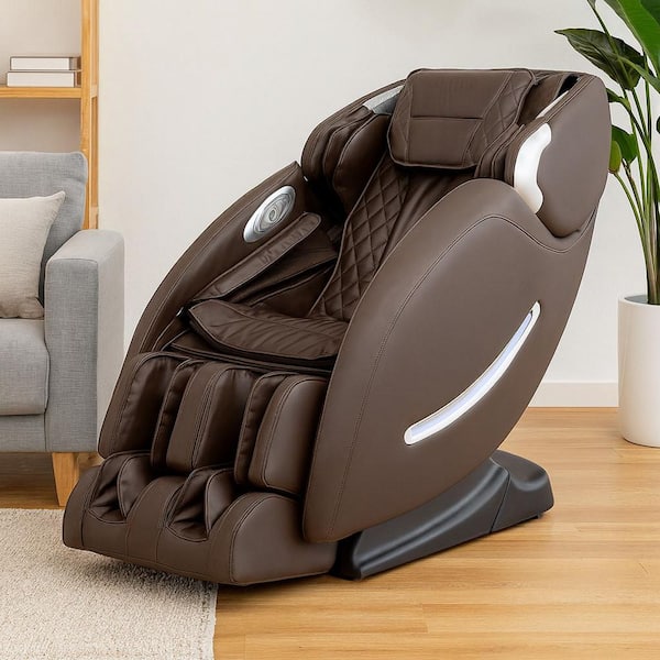 OS-4000XT Zero Gravity Massage Chair, Brown Faux Leather w/ SL-Track, 2D Roller Therapy, Bluetooth Audio and Lumbar Heat