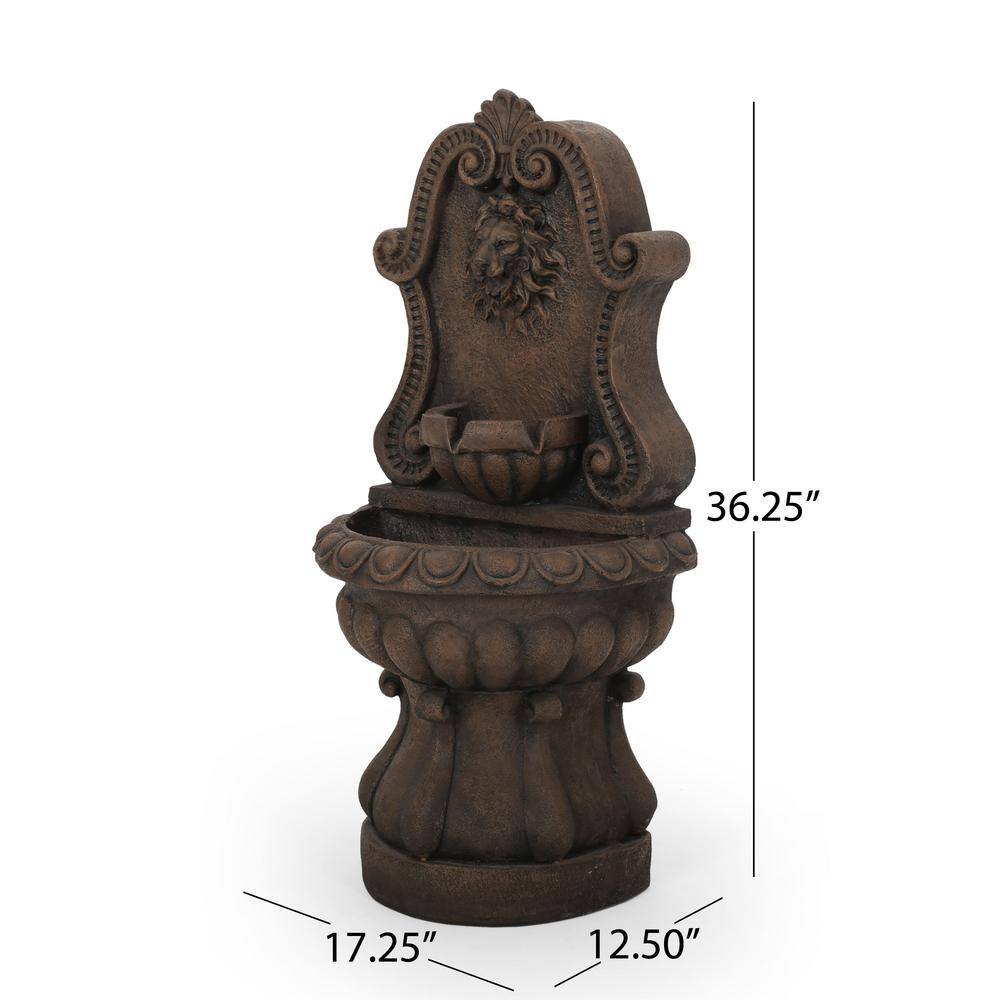 Majestad Antique Light Brown Resin Lion Head Fountain