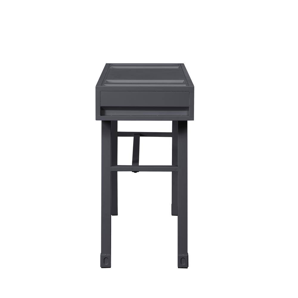 Gunmetal Industrial Metal Cargo Vanity Desk with Drawer
