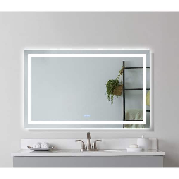 FORCLOVER 48 in. W x 36 in. H Rectangular Aluminum Frameless Dimmable Anti-Fog Wall LED Bathroom Vanity Mirror in White