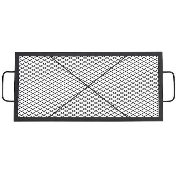 44 in. x 15 in. Rectangle Cooking Grate for Fire Pit, Cross-Marks Campfire Grill Grate with Handle