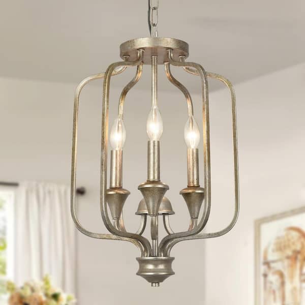 Jasslynn 40 Watt 3-Light Farmhouse Pendant light with Vintage Silver Lantern Metal Shade for Kitchen Dinning Room Foyer