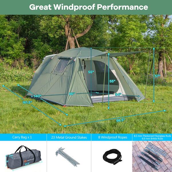 Costway 4-Person to 6-Person Fabric Camping Tent Waterproof Family