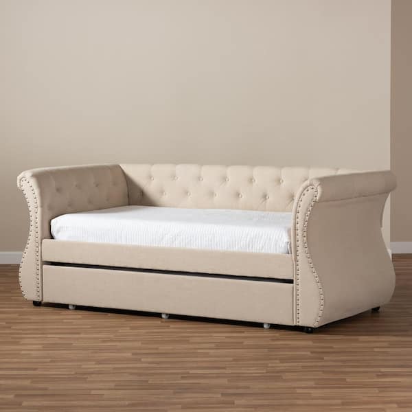 Baxton Studio Cherine Beige Twin Daybed with Trundle 146 8167 HD