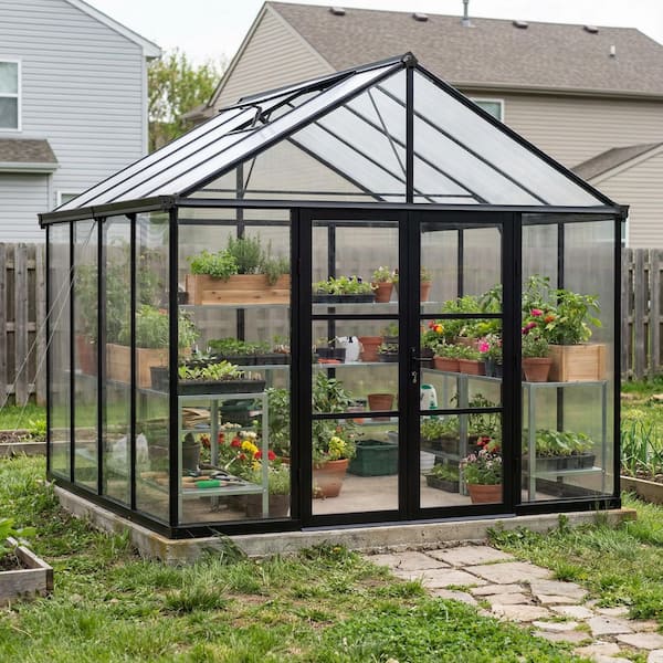 CANOPIA by PALRAM Aria 10 ft. x 10 ft. Black/Clear Garden Chalet