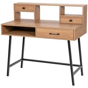Natural Makeup Vanity Table Computer Writing Desk Storage with Drawer Shelf Industrial 42 in. x 22 in. x 40.5 in.