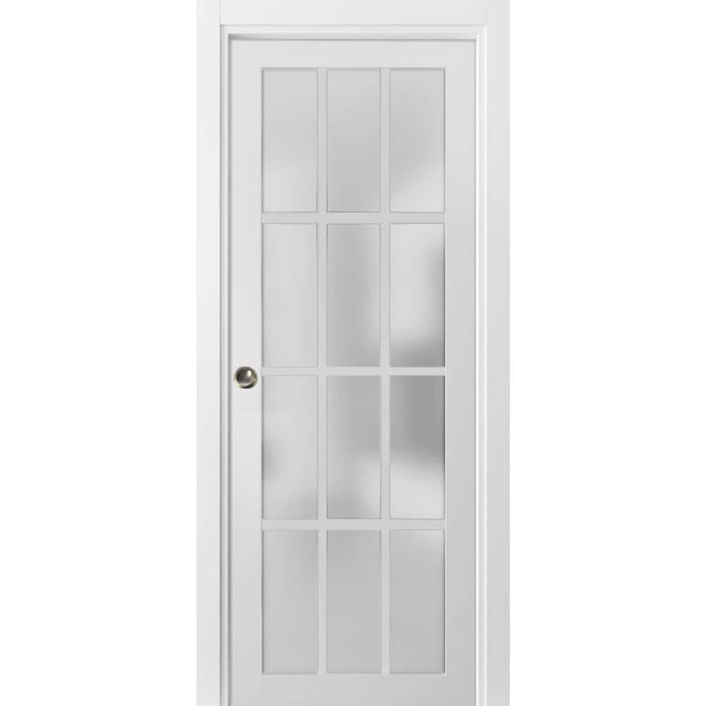 32 in. x 80 in. 1 Panel White Finished Wood Sliding Door with Pocket Hardware price history on PriceWatchPro