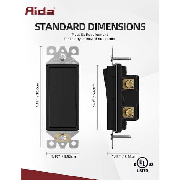 Lukyamzn 15 Amp Self-Grounding Paddle Rocker Light Switch