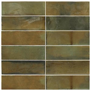 Antiek Green 2.58 in. x 7.9 in. Glossy Ceramic Subway Wall and Floor Tile (5.38 sq. ft./case) (38-pack)
