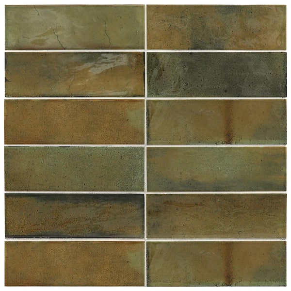 Antiek 2.58 in. x 7.9 in. Olive Green Ceramic Glossy Wall and Floor Tile (45 Cases/242.1 sq. ft./Pallet)