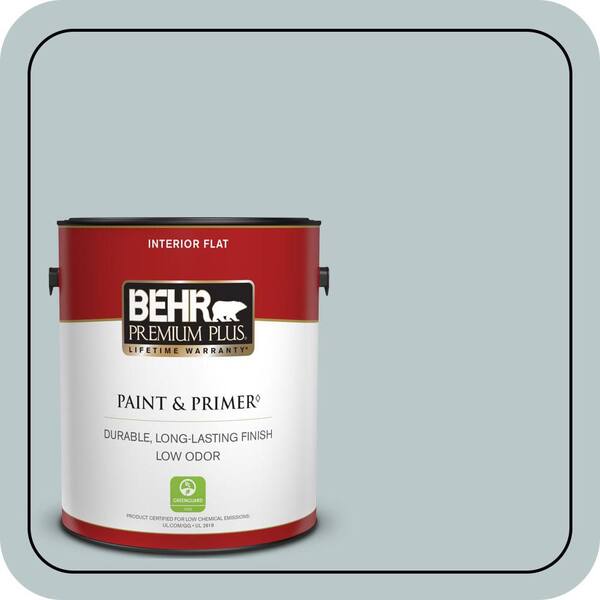 BEHR PREMIUM PLUS 1 Gal. #N470-2A Dusted Blue Flat Low Odor Interior Paint and Primer