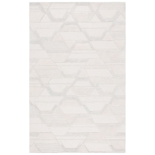 Mykonos 3 ft. x 5 ft. Ivory/Blue High-Low Geometric Area Rug