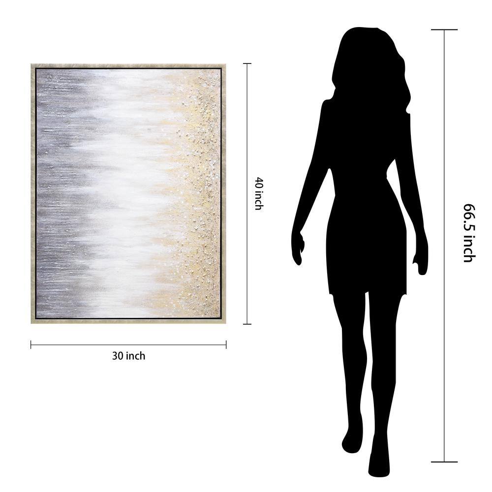 Golden Cascade Textured Glitter Hand Painted Canvas Wall Art, 30" x 40"