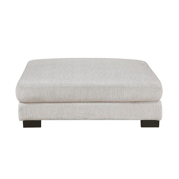 Lazzara Beane Beige Textured Microfiber Square Ottoman