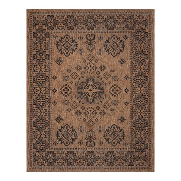 Gertmenian Ringley Gavin Chestnut Brown 8 ft. x 10 ft. Oriental Medallion Indoor/Outdoor Area Rug