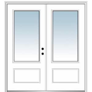 72 in. x 80 in. 1 Panel Left-Hand/Inswing 3/4 Lite Clear Glass Primed Fiberglass Smooth Prehung Front Door