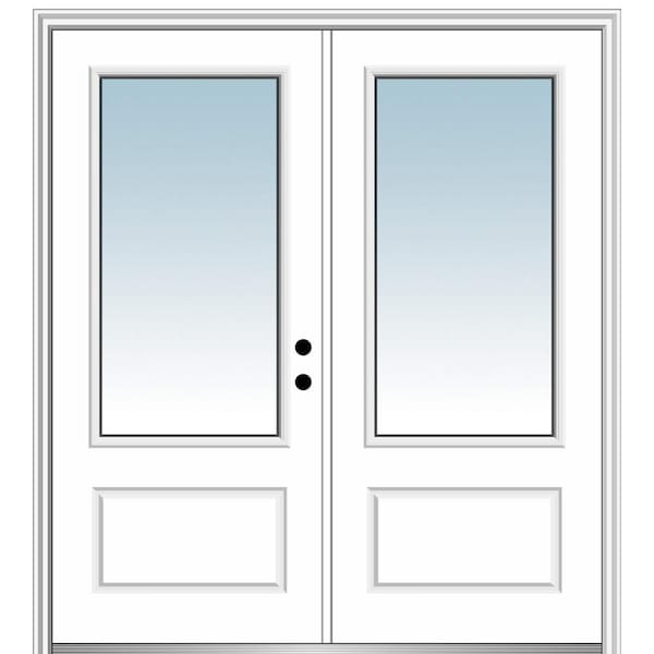 MMI Door 72 in. x 80 in. 1 Panel Left-Hand/Inswing 3/4 Lite Clear Glass Primed Fiberglass Smooth Prehung Front Door