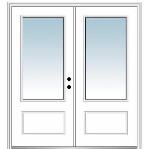 MMI DOOR 72 in. x 80 in. 1 Panel Left-Hand/Inswing 3/4 Lite Clear Glass Primed Fiberglass Smooth Prehung Front Door