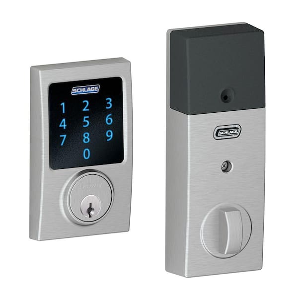 Schlage Century Satin Chrome Electronic Connect Touchscreen Deadbolt with Alarm - Z-Wave Plus Enabled