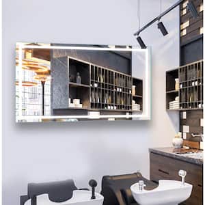 60 in. W x 36 in. H Large Rectangular Frameless Anti-Fog Wall Mount LED Bathroom Vanity Mirror in Silver