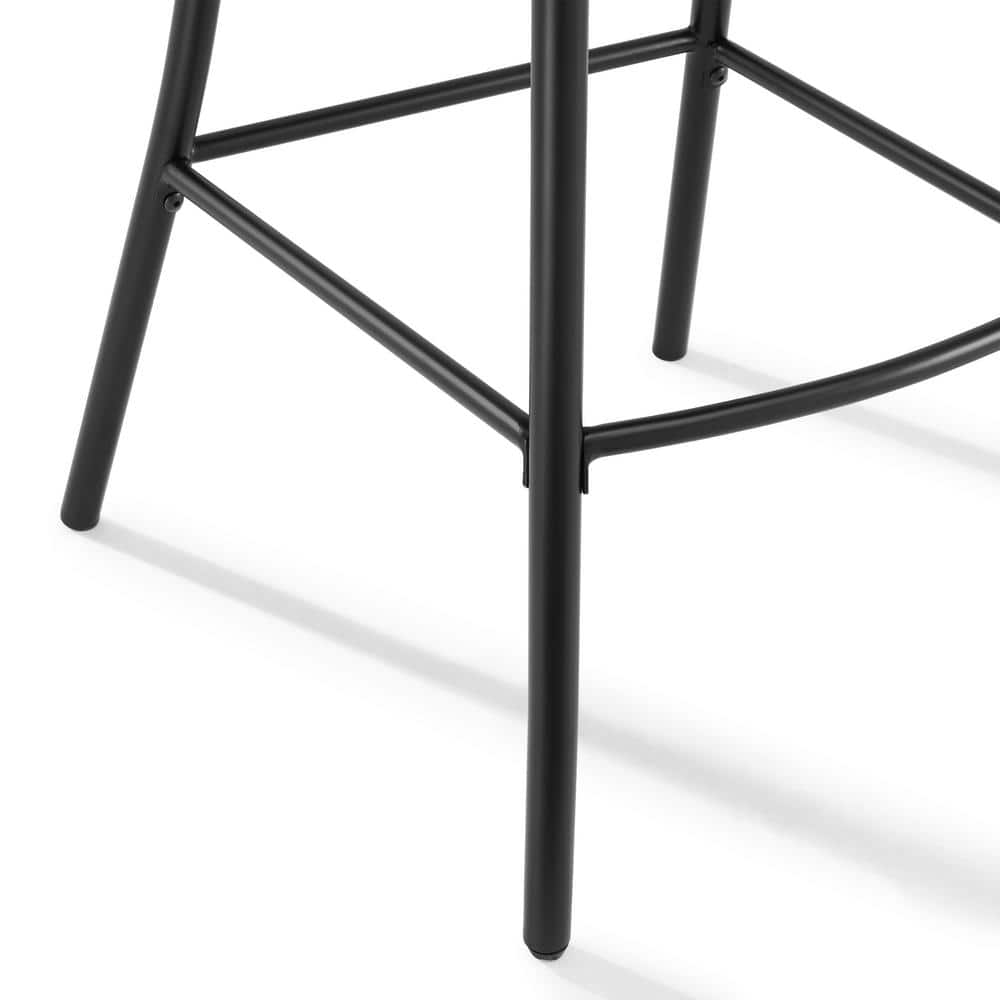 French Industrial Revival Matte Black Steel Counter Stools, Set of 2