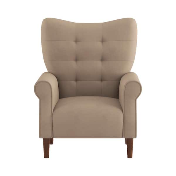 EVERGLADE HOME Cecily Brown Velvet Tufted Back Club Accent Chair