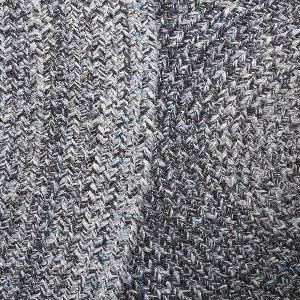 Handwoven Reversible Braided Round Rug in Dark Grey/Light Blue, 5' x 5'