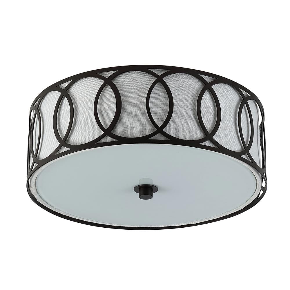 Eloise 12.25" Linen Drum Flush Mount in Oil Rubbed Bronze