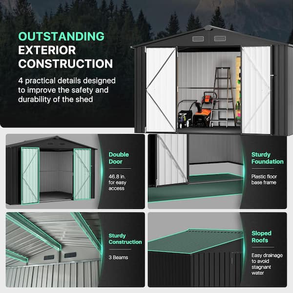 Sizzim 10 ft. W x 10 ft. D Storage Metal Shed with Double