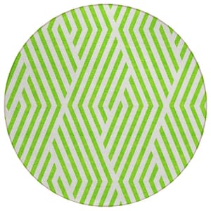 Chantille ACN550 Lime 8 ft. x 8 ft. Round Machine Washable Indoor/Outdoor Geometric Area Rug