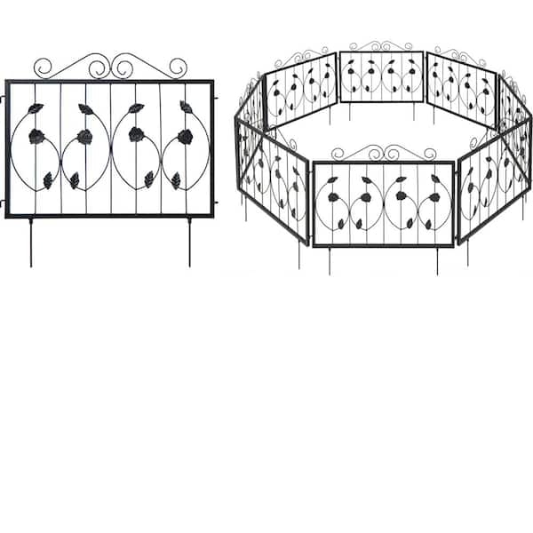 18 in. Metal Garden Fence with 8 Panels Outdoor Animal Barrier Landscape Border