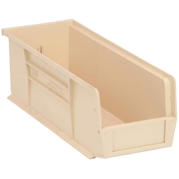 QUANTUM STORAGE SYSTEMS Ultra Series Stack and Hang 6 Gal. Storage Bin in Ivory (12-Pack)