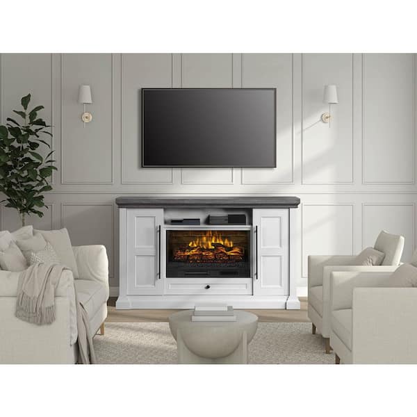 Whalen 65 in. Fireplace Freestanding Console-Pure White finish and