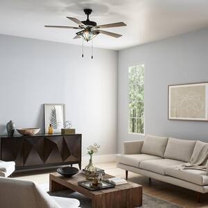Larkin Tiffany Style 52 in. Indoor Oil Rubbed Bronze and Stained Glass Ceiling Fan with Light