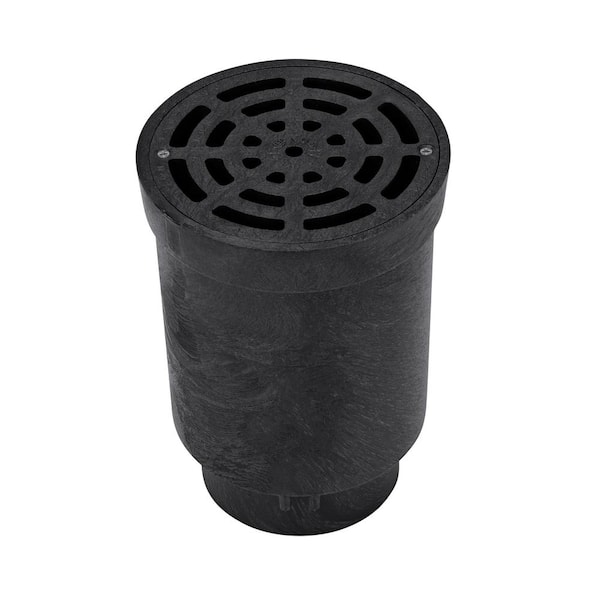 NDS FWSD69 6 in Round Surface Drain Inlet with Black Plastic Grate for Flo Stormwater Dry Well System 6