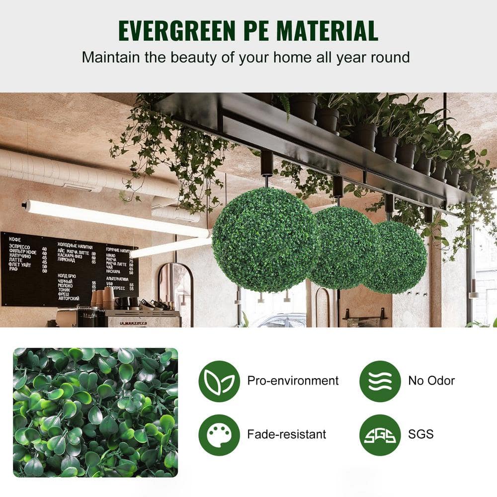 20'' Green Plastic Boxwood Topiary Balls with LED Lights