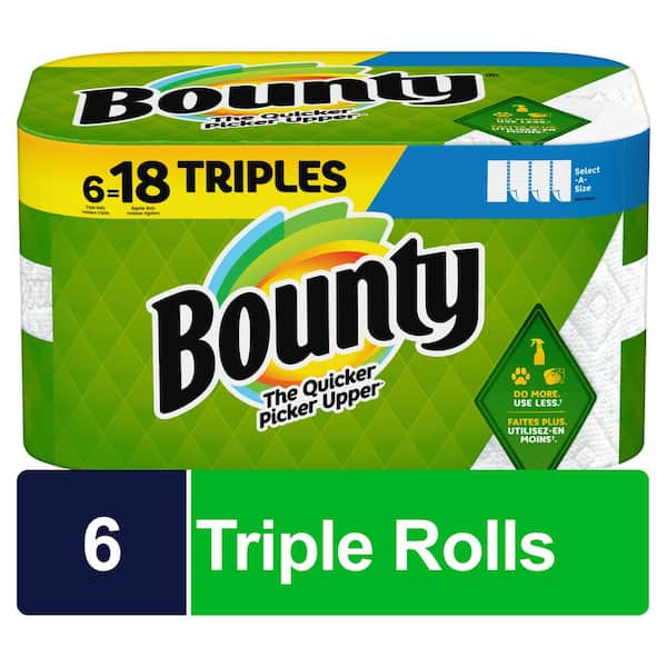 Bounty White, Select-A-Size Paper Towel Roll (6 Triple Rolls)