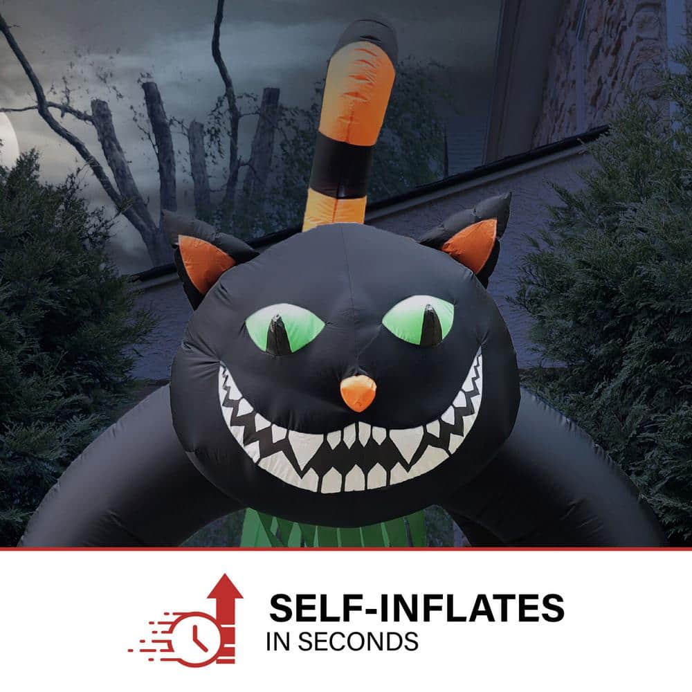 10-Foot Tall Black Cat Arch Inflatable with LED Lights