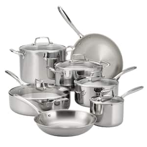 12 Piece Tri-Ply Clad Stainless Steel Cookware Set with Glass Lids