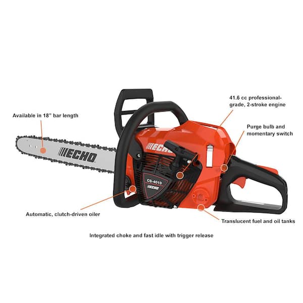 ECHO 18 in. 41.6 cc 2-Stroke Gas Rear Handle Chainsaw CS-4010-18