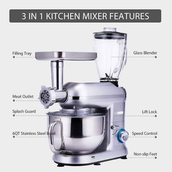 Mixers Kitchen Electric Stand Mixer Automatic Egg Beater, Dough Mixer, Meat  Grinder, Juice Blender Multifunctional Home Electric Mixer With 5.3QT