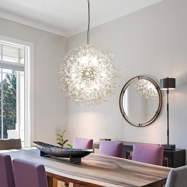 Calzada Decor 12-Light Chrome Dandelion Firework Chandelier