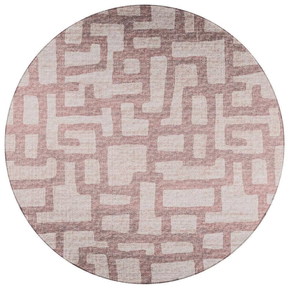 Addison Rugs Yuma Beige 8 ft. x 8 ft. Geometric Indoor/Outdoor Washable