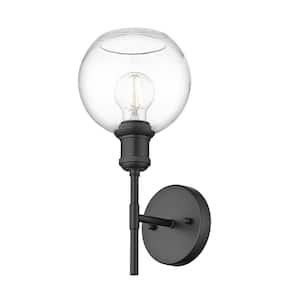 Axel 1-Light Matte Black and Clear Glass Wall Sconce