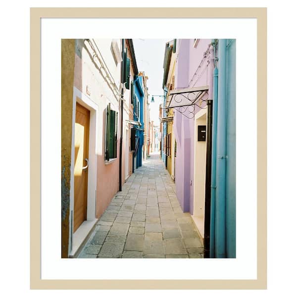 Amanti Art Colorful Alleyway by Justine Milton 21 in. W x 25 in. H. Wood Framed Wall Art Print Framed in Brown