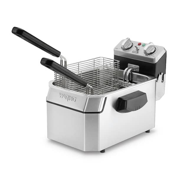 Electric Deep Fryer Countertop Deep Fryer with Basket and Lid,Stainless  Steel Single Tank Fryer for Home Use Easy to Clean Oil Fryers